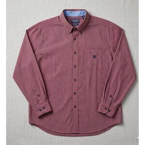 Chaps Mens Red & Blue Check Long Sleeve Button-Down Shirt Size3XL Easy Care Cott